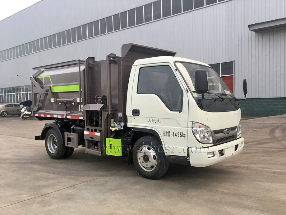 福田4方挂桶垃圾车（剪刀式液压尾门）